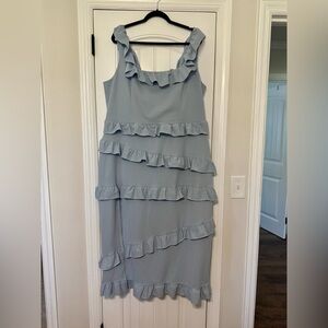 Show Me Your MuMu Powder Blue Ruffle Tiered Midi Dress